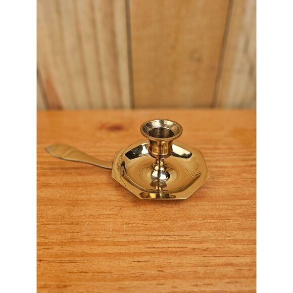 Vintage Brass Candlestick Holder with Handle - Picture 2 of 7